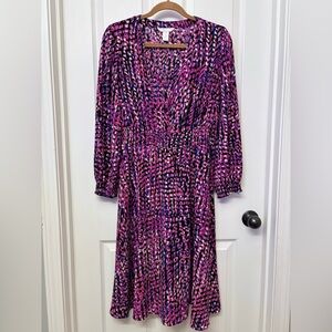 Purple Abstract Wrap Dress | London Times Petites 10P